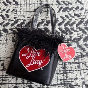 I Love Lucy Black and Red Mini Feathered Tote Bag